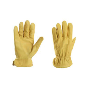 GLOVES DRIVER 4TIPS YELLOW LEATHER PIECED HEM CORD STITCH, LINED