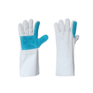 GLOVES 35CM NATURAL WELDER 3TIPS LDP WITH GREEN SPLIT 35 CM